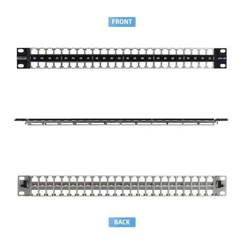 StarTech.com 48 Port 1U Blank Keystone Patch Panel, Rackmount Cat6 Patch Panel for RJ45 STP Ethernet Network Jacks