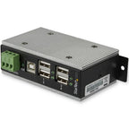 StarTech.com 4-Port USB 2.0 Hub - Metal Industrial USB-A Hub with ESD & 350W Surge Protection - Extended Operating Temp -40 to 185°F - Din Rail/Wall/Desk Mountable - USB Expander Hub - TAA