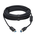 Tripp Lite U328F-20M USB 3.2 Gen 1 Plenum-Rated Fiber Active Optical Cable (AOC) - 5 Gbps, (A to B M/M), Black, 20 m