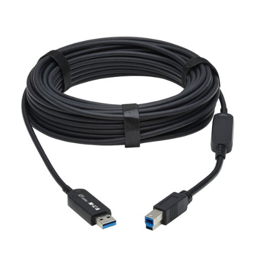 Tripp Lite U328F-20M USB 3.2 Gen 1 Plenum-Rated Fiber Active Optical Cable (AOC) - 5 Gbps, (A to B M/M), Black, 20 m