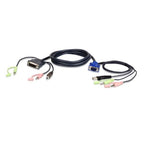ATEN 2L-7DX2U video cable adapter 1.8 m VGA (D-Sub) + 3.5mm + USB Type-A DVI-I + 3.5mm + USB Type-B Black, Green, Pink