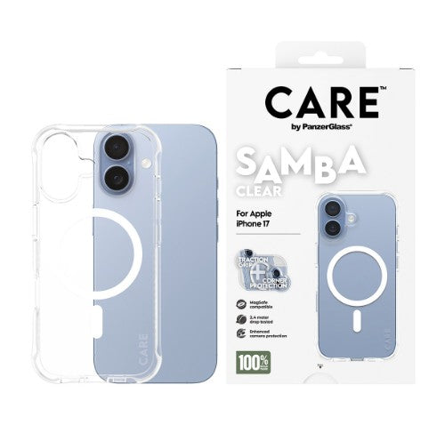 PanzerGlass CARE by ® Fashionable Case Samba Transparent w. White MagSafe iPhone 17