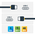StarTech.com 6ft (1.8m) USB-C Cable, USB 5Gbps, 100W (5A) Power Delivery, Certified Works with Chromebook, 4K 60Hz DP Alt Mode, USB-IF Certified - Thunderbolt Compatible