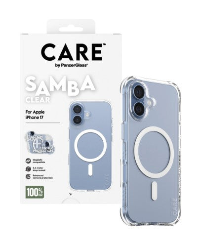 PanzerGlass CARE by ® Fashionable Case Samba Transparent w. White MagSafe iPhone 17