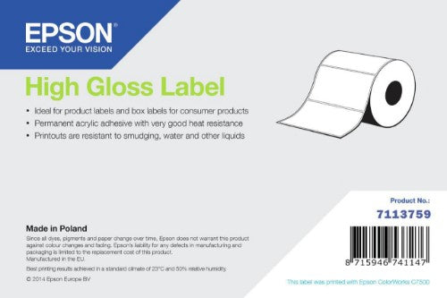 Epson High Gloss Label, Die-Cut Roll, 102mm x 76mm, 1570 Labels