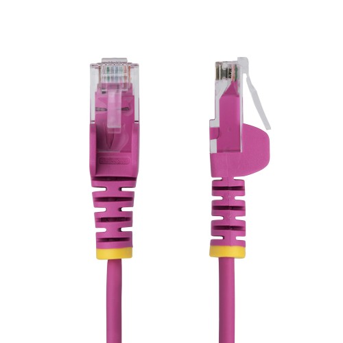 StarTech.com 15m Pink Slim CAT6 Ethernet Cable, Snagless, 100W PoE, UTP, LSZH, 28AWG Pure Bare Copper Wire, Slim RJ45 Network Patch Cord w/Strain Reliefs, Individually Tested