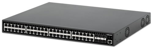 Intellinet 48-Port Gigabit Ethernet PoE+ Layer 2+ Managed Switch with Six 10G SFP+ Uplinks IEEE 802.3at/af (PoE+/PoE) Compliant, 450 W PoE Power Budget, Layer 2+/Layer 3 Lite, 6 x 10G SFP+ Open (with UK power cord)