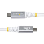 StarTech.com 1.5m (5ft) USB4 Cable, 80Gbps, USB-IF Certified USB-C Cable, 240W PD, 8K 120Hz/4K 240Hz DP2.1 DP80, TPE Jacket, Thunderbolt 4 Compatible - White USB-C Cord