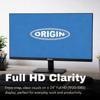 Origin Storage 24inch LED 1080p HD Monitor with VGA/HDMI/DP & Height Adjustable