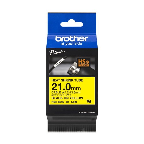 Brother HSE-651E Heat Shrink Tubes black on yellow 21mm x 1,5m for Brother P-Touch TZ 3.5-24mm HSE/36mm HSE