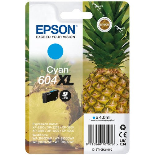 Epson C13T10H24010/604XL Ink cartridge cyan high-capacity, 350 pages 4ml for Epson XP 2200