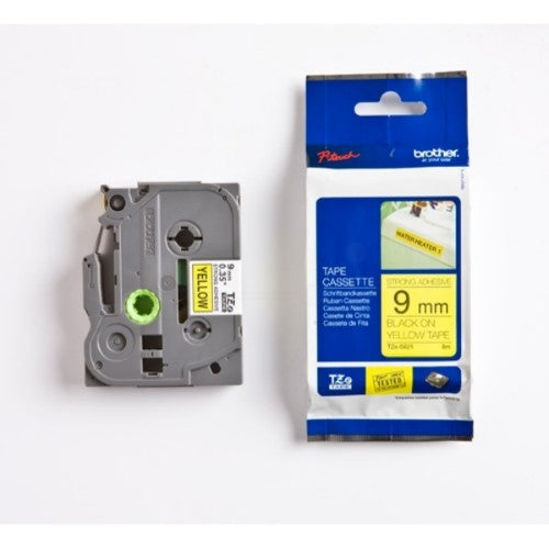 Brother TZE-S621 DirectLabel black on yellow extra strong Laminat 9mm x 8m for Brother P-Touch TZ 3.5-18mm/6-12mm/6-18mm/6-24mm/6-36mm