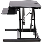 StarTech.com Corner Sit Stand Desk Converter with Keyboard Tray - Large Surface (35" x 21") - Height Adjustable Ergonomic Desktop/Tabletop Standing Workstation - Supports Dual Monitors - TAA