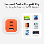 Targus HyperJuice Flex 65W GaN Laptop, Smartphone, Headset, Portable gaming console White, Orange AC Indoor