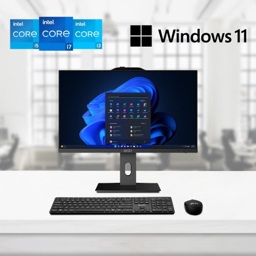 MSI Pro AP242P 14M Intel Core i3 14100 All in One PC, (8GB RAM, 256GB SSD, Windows 11PRO), 23.8 Inch IPS Screen/UHD Graphics/Type-C/USB/LAN/HDMI/DP/WiFi 6E/BT 5.3/VESA