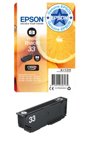 Epson C13T33414012/33 Ink cartridge foto black, 200 pages ISO/IEC 19752 200 Photos 4,5ml for Epson XP 530