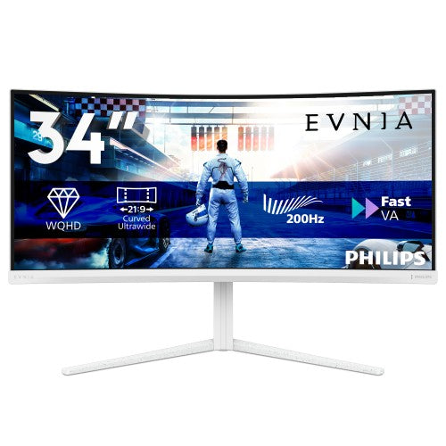Philips 34IN 21:9 FAST VA 200HZ 3440X14 40 HAS 130MM HDMI X 2X 2.0 DP X computer monitor 86.4 cm (34") 3440 x 1440 pixels White