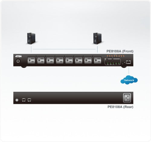 ATEN 1U 10A 8 Outlet Switched + Metered PDU + Free Eco PDU Manager Software