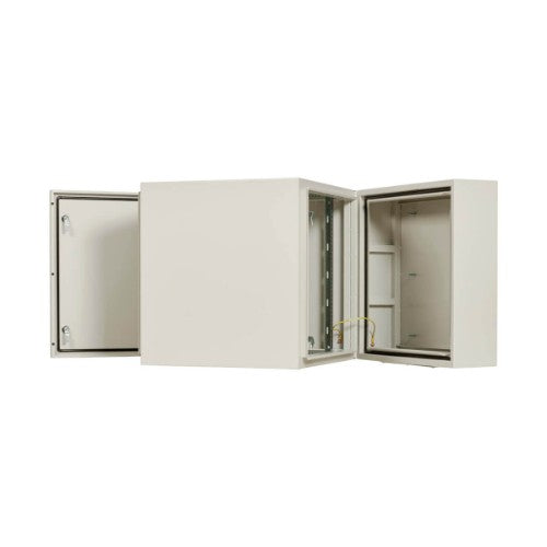 Tripp Lite SRN4G12US SmartRack Industrial Enclosure with Lock - NEMA 4, Wall Mount, Metal Construction, Hinged Back, 28 in. Depth, 12U, Gray