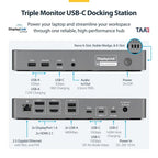 StarTech.com Triple-Monitor USB-C Docking Station, 140W Laptop Charging Dock for MacBook Pro and Windows, 4K 60Hz HDMI or DisplayPort, TAA