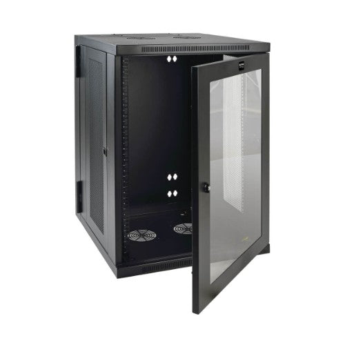 Tripp Lite SRW18USG SmartRack 18U Low-Profile Switch-Depth Wall-Mount Half-Height Rack Enclosure, Clear Acrylic Window, Hinged Back