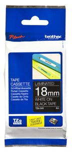 Brother TZE-345 DirectLabel white on black Laminat 18mm x 8m for Brother P-Touch TZ 3.5-18mm/36mm/6-18mm/6-24mm/6-36mm