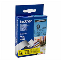 Brother TZE-521 DirectLabel black on blue Laminat 9mm x 8m for Brother P-Touch TZ 3.5-18mm/6-12mm/6-18mm/6-24mm/6-36mm