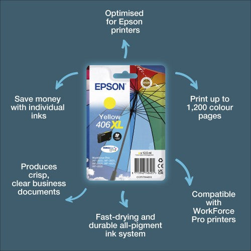 Epson C13T17H44010/406XL Ink cartridge yellow high-capacity 12.5ml for Epson  WF-3920