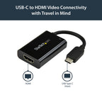 StarTech.com USB C to HDMI 2.0 Adapter with Power Delivery - 4K 60Hz USB Type-C to HDMI Display Video Converter - 60W PD Pass-Through Charging Port - Thunderbolt 3 Compatible - Black