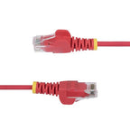 StarTech.com 25cm Red Slim CAT6 Ethernet Cable, Snagless, 100W PoE, UTP, LSZH, 28AWG Pure Bare Copper Wire, Slim RJ45 Network Patch Cord w/Strain Reliefs, Individually Tested