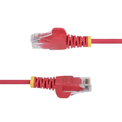 StarTech.com 25cm Red Slim CAT6 Ethernet Cable, Snagless, 100W PoE, UTP, LSZH, 28AWG Pure Bare Copper Wire, Slim RJ45 Network Patch Cord w/Strain Reliefs, Individually Tested