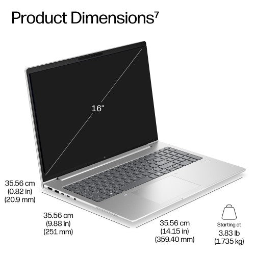 HP EliteBook 6 G2i 16 inch Notebook Next Gen AI PC Intel Core Ultra 7 Laptop 40.6 cm (16") WUXGA 16 GB DDR5-SDRAM 512 GB SSD Wi-Fi 7 (802.11be) Windows 11 Pro Silver