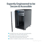 StarTech.com 4-Post 22U Server Rack Cabinet, Lockable 19" Data Rack Cabinet for Computer / AV / IT Equipment, Office / Home Network Rack with Casters & Adjustable Mounting Rails