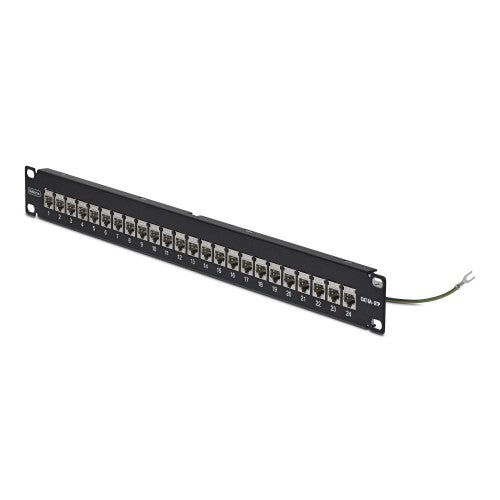StarTech.com 24 Port 1U Feed Through Patch Panel with Cable Management Bar, Rackmount Shielded Cat6a Ethernet Patch Panel with RJ45 STP Inline Couplers