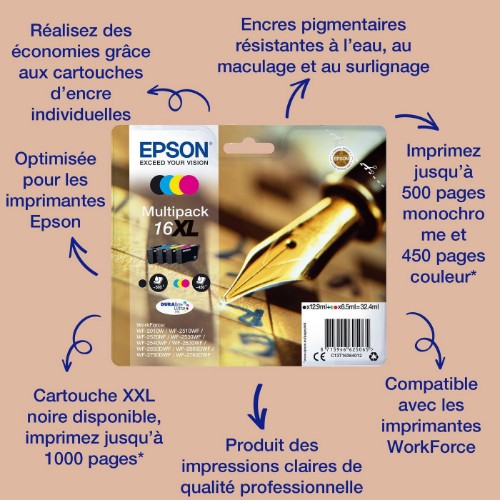 Epson C13T16314012/16XL Ink cartridge black high-capacity XL, 500 pages 12.9ml for Epson WF 2010/2660/2750