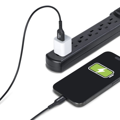 StarTech.com 6.6ft (2m) USB-A to USB-C Charging Cable, Charge & Sync, 3A, USB 2.0, TPE Jacket - Black USB Charging Cord