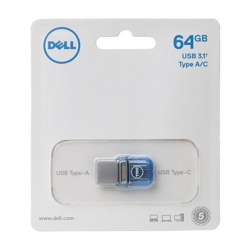 DELL AB135418 USB flash drive 64 GB USB Type-A / USB Type-C 3.2 Gen 1 (3.1 Gen 1) Blue, Silver