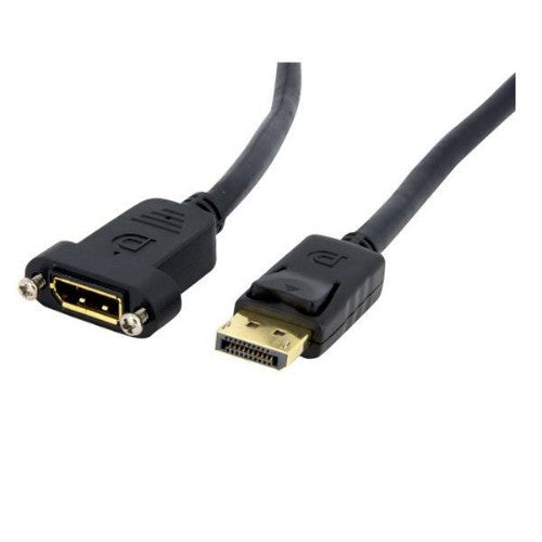 StarTech.com 3ft (91cm) Panel Mount DisplayPort Cable - 4K x 2K - DisplayPort 1.2 Extension Cable Male to Female - DP Video Extender Cord with Panel Mount DP Connector - DP Monitor Cable