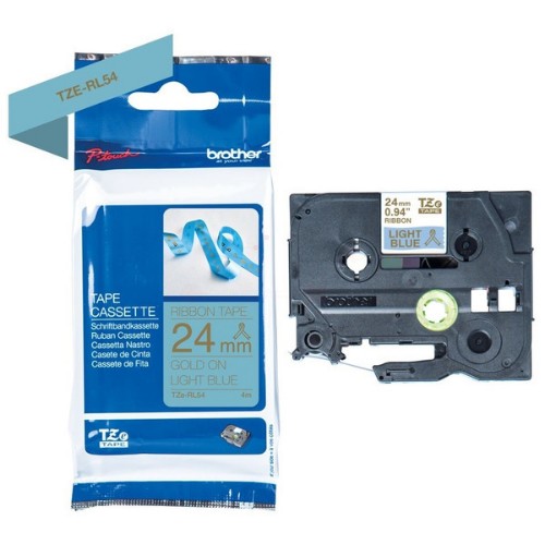Brother TZE-RL54 DirectLabel gold on bright blue non adhesive textil 24mm x 4m for Brother P-Touch TZ 3.5-24mm/HSE/36mm/6-24mm/6-36mm