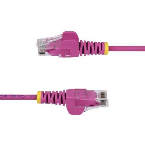 StarTech.com 15m Pink Slim CAT6 Ethernet Cable, Snagless, 100W PoE, UTP, LSZH, 28AWG Pure Bare Copper Wire, Slim RJ45 Network Patch Cord w/Strain Reliefs, Individually Tested