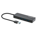 Manhattan USB-A Dock/Hub, Ports (x7): USB-A (x7), 5 Gbps (USB 3.2 Gen1 aka USB 3.0), External Power Supply Not Needed, Cable 15cm, SuperSpeed USB, Black, Three Year Warranty