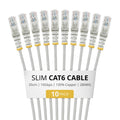 StarTech.com 25cm Gray Slim CAT6 Cable, 10 Pack, Snagless, 100W PoE, UTP, LSZH, 28AWG Pure Bare Copper Wire, Slim RJ45 Network Patch Cord w/Strain Reliefs, Individually Tested