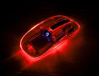 Manhattan Transparent Rechageable Wireless Mouse, Clear/Orange, Adjustable 800/1200/1600dpi, With RGB LED light, 2.4Ghz (effective range up to 10m), USB, Optical, Ambidextrous, Four Button with Scroll Wheel, Slim Design, USB-A micro receiver, Lithium Ion