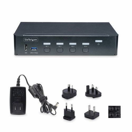 StarTech.com 4-Port DisplayPort KVM Switch, Single 4K 60Hz Monitor, 6x USB Ports, Push-Button & Hotkey Switching, DisplayPort 1.2, OS Independent, TAA Compliant