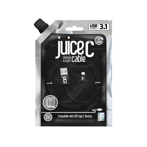 Juice JUI-CABLE-TYPEC-TYPEC-1M-RND-BLK USB cable 2 m USB 3.2 Gen 1 (3.1 Gen 1) USB A USB C Black