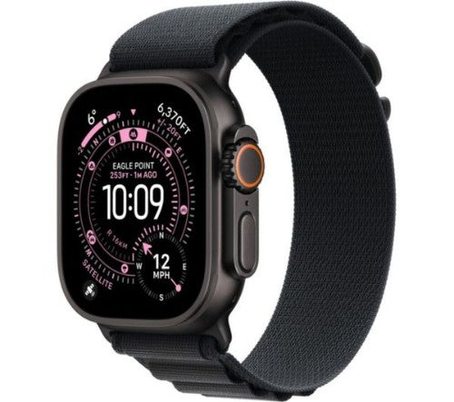 Apple Watch Ultra 3 GPS + Cellular 49mm Black Titanium Case with Black Alpine Loop - Large