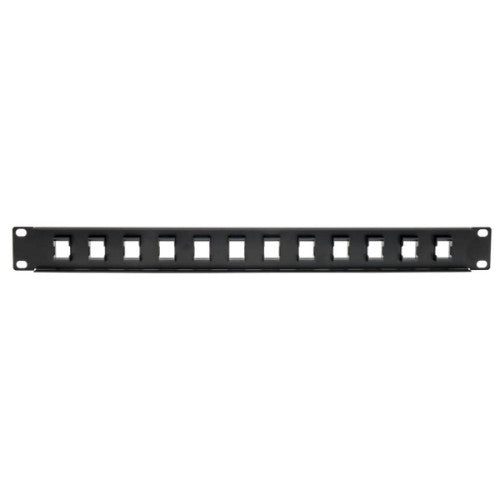 Tripp Lite N062-012-KJ 12-Port 1U Rack-Mount Unshielded Blank Keystone/Multimedia Patch Panel, RJ45 Ethernet, USB, HDMI, Cat5e/6