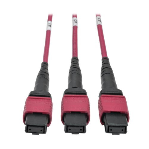 Tripp Lite N48K-15M8L60-B 40/100Gb Fiber Breakout Patch Panel, 40Gb to 4 x 10Gb, 100Gb to 4 x 25Gb, 15 MTP QSFP to 60 LC Duplex OM4 50/125 Multimode Ports, 1U