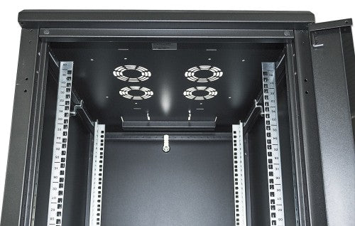 Intellinet 19" Network Cabinet - Free Standing, 26U, 600x600mm (width x depth), Black, Flatpack, Max 1500kg, Multi-Point Door Lock, One Lock Per Side Panel, Usable Depth 123 to 373mm, IP20 rated, Rack, Steel
