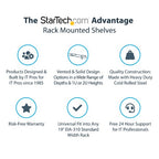 StarTech.com 2U Server Rack Shelf - Universal Vented Rack Mount Cantilever Tray for 19" Network Equipment Rack & Cabinet - Heavy Duty Steel - Weight Capacity 50lb/23kg - 16" Deep Shelf, Black - TAA